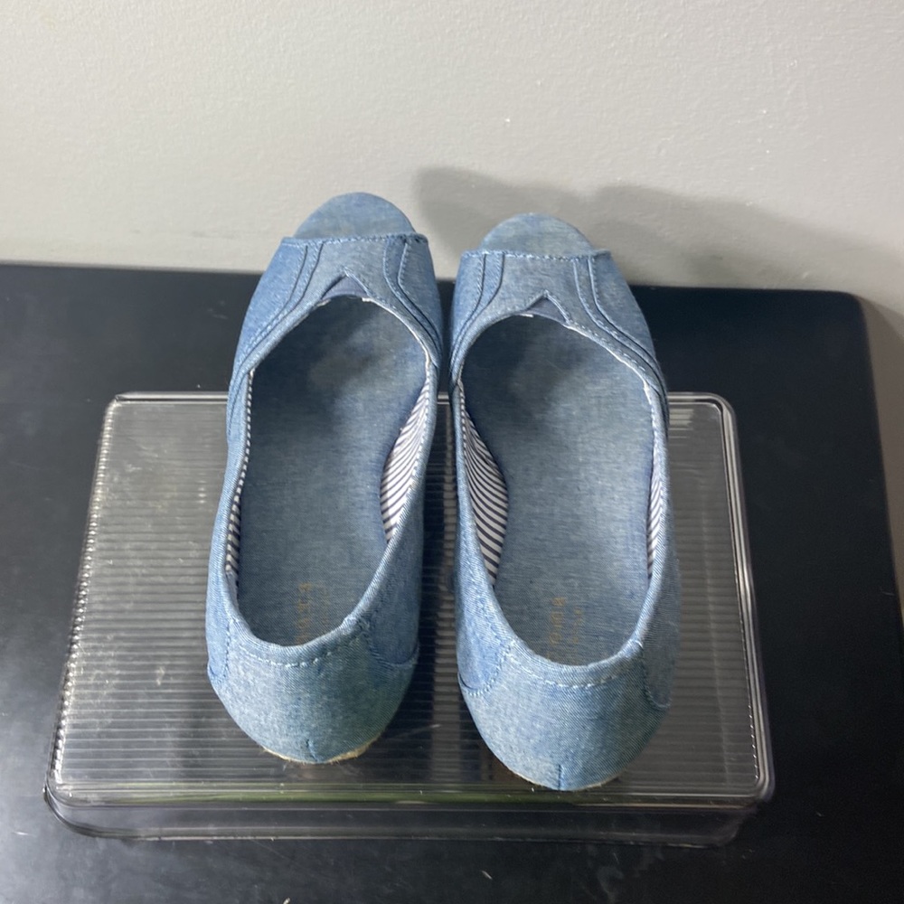 Sonoma Jenne Chambray Peep Toe Platform Wedge Sandals - Picture 5 of 7